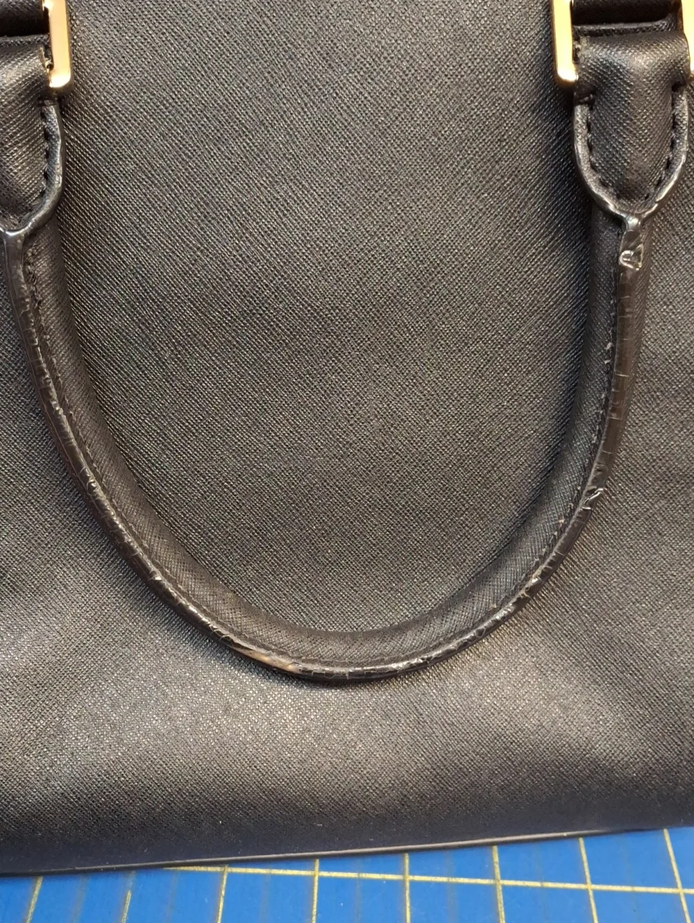 Michael Kors Black Saffiano Leather Satchel Gold Hardware Preloved